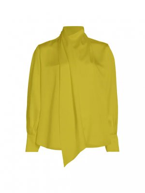 Платковая шелковая блузка с шармезом , цвет citrine Adam Lippes