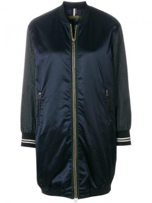 Длинная куртка-бомбер со вставками Alessandra Chamonix. Цвет: синий