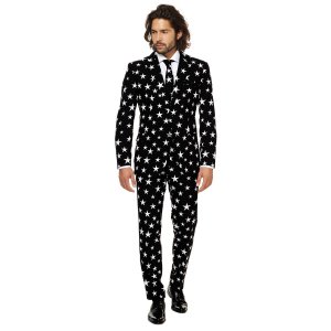 Мужской облегающий костюм и галстук с узором OppoSuits, черный\белый Opposuits
