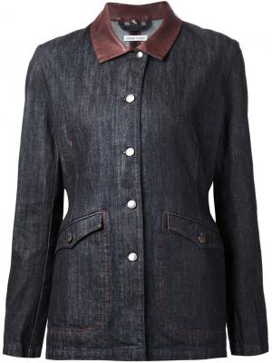Джинсовая куртка с кожаным воротником Tomas Maier. Цвет: синий