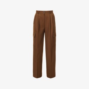 Прямые брюки Maesa с высокой посадкой из эластичной ткани , коричневый Frankie Shop