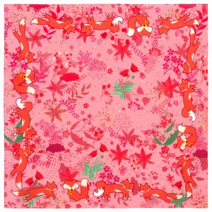 Платок ,80х80 см, зеленый, коричневый Павловопосадская платочная мануфактура. Цвет: розовый/оранжевый