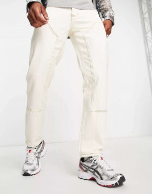 Белые джинсы из денима прямого кроя с плотничьими вставками Liquor N Poker