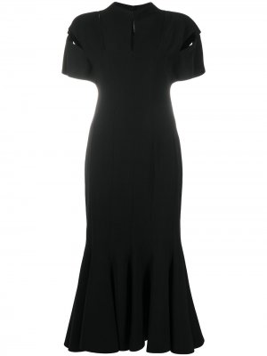 Платье с короткими рукавами и разрезами Versace. Цвет: черный