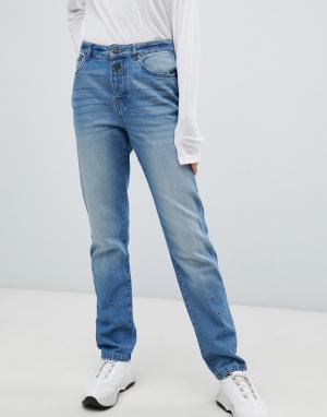 Прямые джинсы с люверсами Noisy May. Цвет: синий