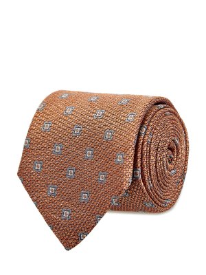 Шелковый галстук из жаккарда с фактурным узором CANALI. Цвет: оранжевый