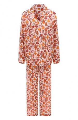 Хлопковая пижама Derek Rose. Цвет: оранжевый