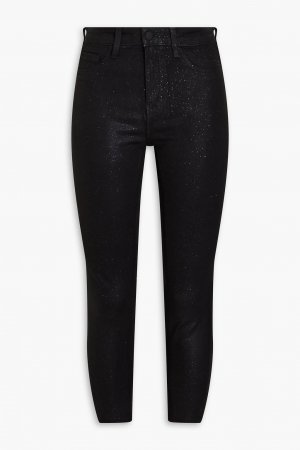 Укороченные джинсы-скинни Margot с блестками и высокой посадкой L'AGENCE, черный L'AGENCE
