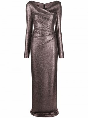 Вечернее платье с эффектом металлик Talbot Runhof. Цвет: коричневый