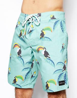 Пляжные шорты длиной 19 дюймов с птицами ONeill O'Neil. Цвет: синий