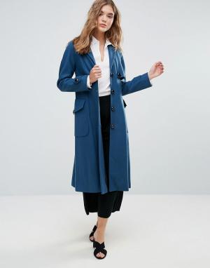 Шерстяное пальто с карманами на пуговицах Closet London. Цвет: зеленый
