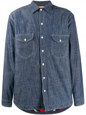 Джинсовая рубашка на пуговицах Ermanno Gallamini. Цвет: синий