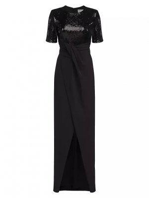 Платье Keagan с короткими рукавами и пайетками , черный Halston