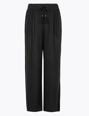 Пляжные брюки в складку M&S Collection. Цвет: черный