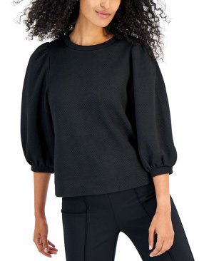 Женский пуловер с объемными рукавами , черный Anne Klein