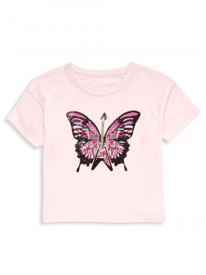 Винтажная футболка с бабочкой и гитарой для маленьких девочек , розовый Chaser