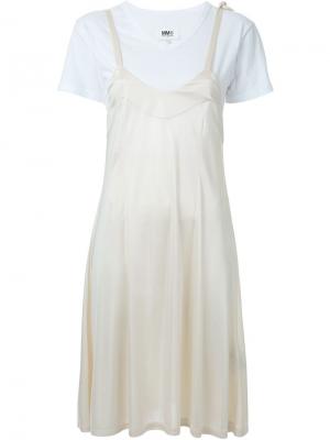 Платье с короткими рукавами Mm6 Maison Margiela. Цвет: телесный