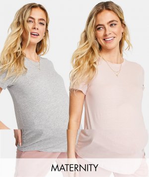 2 футболки розового и серого цвета -Многоцветный New Look Maternity