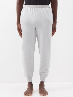 Пижамные брюки из жаккардового хлопкового джерси с логотипом, серый Calvin Klein Underwear