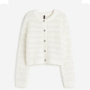 Кардиган Fluffy Bouclé-knit, светло-бежевый H&M