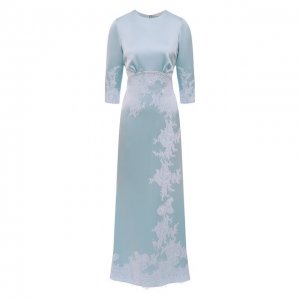 Платье с отделкой кружевом VNINE. Цвет: голубой