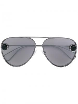 Солнцезащитные очки-авиаторы Christopher Kane Eyewear. Цвет: металлик