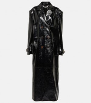 Двубортное кожаное пальто, черный Alessandra Rich