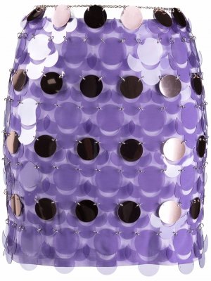 Декорированная мини-юбка Paco Rabanne. Цвет: фиолетовый
