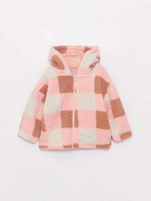 Пальто для маленьких девочек с капюшоном LCW baby, светло-розовый плед Baby