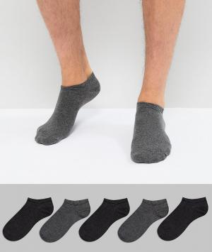 5 пар серых спортивных носков Burton Menswear. Цвет: серый