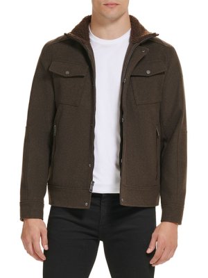 Куртка Trucker из искусственной овчины смесовой шерсти , коричневый Kenneth Cole