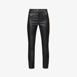 Узкие брюки из искусственной кожи с бляшкой Rock Brand Ikks, черный IKKS
