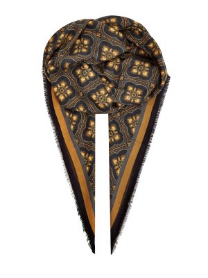 Платок из тонкого кашемира и шелка с орнаментом ETRO. Цвет: мульти