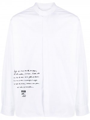 Рубашка с длинными рукавами и надписью MSGM. Цвет: белый