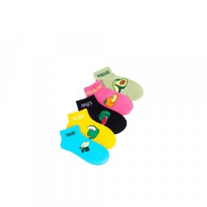 Женские носки укороченные, фантазийные, на Новый год, износостойкие, 5 пар, размер 36, 37, 38, 39, мультиколор S-Family. Цвет: голубой/зеленый/розовый/черный/желтый