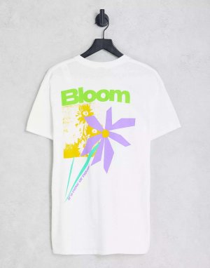 Белая футболка с цветочным принтом на спине New Look. Цвет: белый