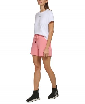 Женские спортивные шорты из хлопка с логотипом и кулиской DKNY