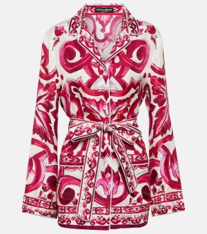 Пижамная рубашка из шелкового твила с принтом DOLCE&GABBANA, разноцветный Dolce&Gabbana