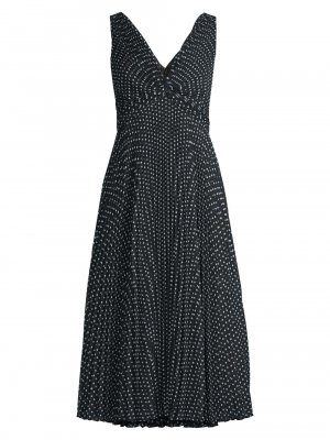 Плиссированное шифоновое платье-миди в горошек Tamara , черный Ungaro