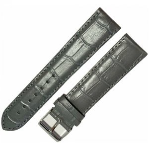 Ремешок 2207-01-1-4 ДП Kroko Серый длинный кожаный ремень для наручных часов из натуральной кожи 22 мм матовый крокодил Ardi. Цвет: серый