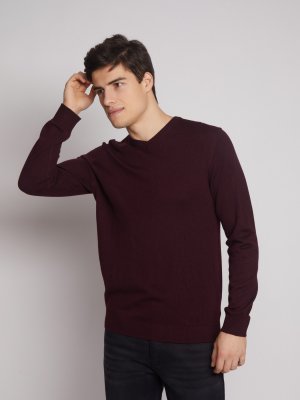 Тёплый трикотажный пуловер zolla. Цвет: бордо