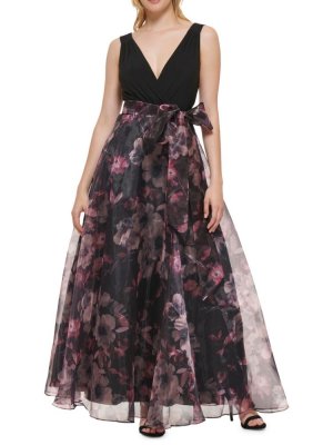 Бальное платье из органзы с цветочным принтом , цвет Black Multi Eliza J