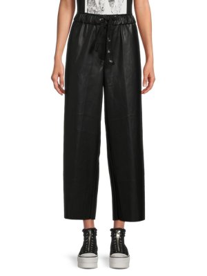 Укороченные брюки из искусственной кожи Butter Dkny, черный DKNY