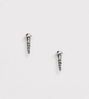 Серебряные серьги-гвоздики с дизайном в виде болтиков DesignB London. Цвет: серебряный