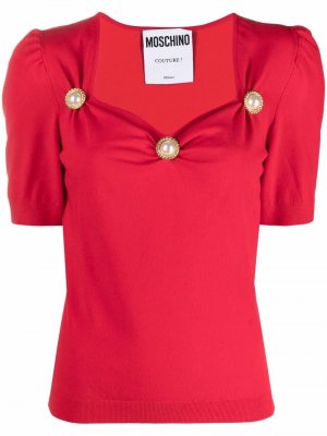 Пуловер с декором Pearls Moschino. Цвет: красный