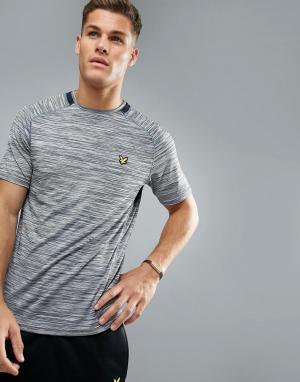 Спортивная меланжевая футболка с контрастной отделкой Lyle & Scott Fit Fitness. Цвет: серый