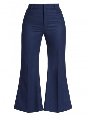 Укороченные расклешенные брюки из шерстяной фланели , синий Stella McCartney
