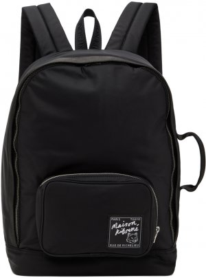 Черный нейлоновый рюкзак Maison Kitsune Kitsuné