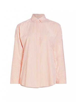 Полосатая хлопковая блузка с длинными рукавами , цвет cream orange Akris Punto