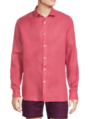 Льняная рубашка на пуговицах из Амальфи , цвет Campari Swims
